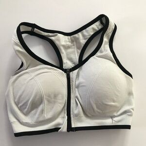 Women's Zip Up White and Black Sports Bra